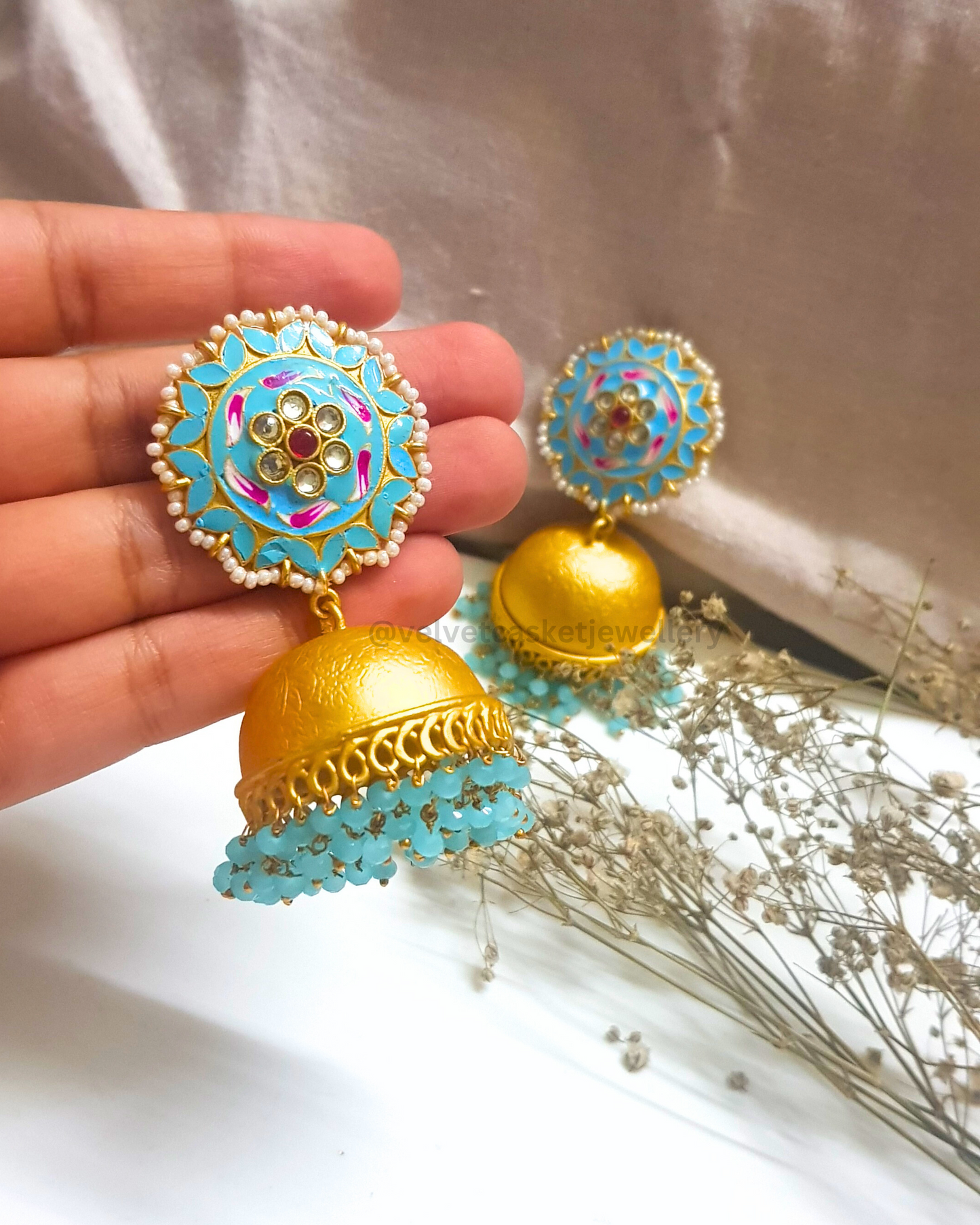 Veda Brass Meenakari Jhumki