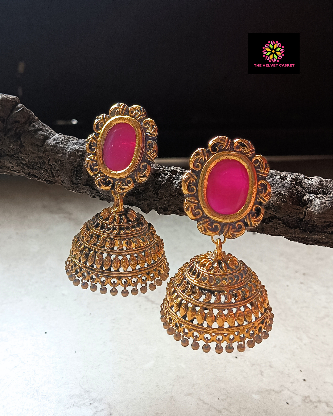 Iina : Magenta Golden Big Jhumki