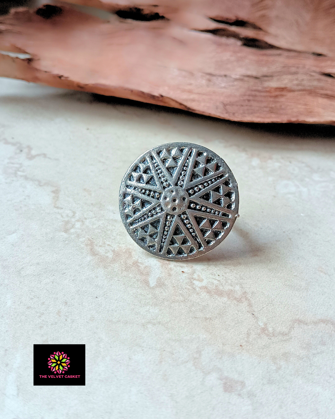 Tribal Patterned Adjustable Ring