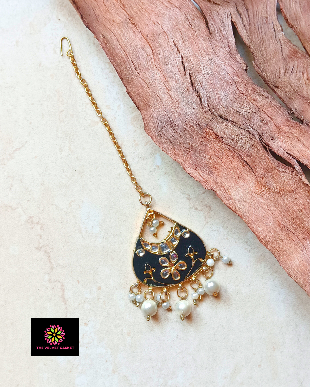 Kundan Meenakari Earrings Maangtika Set