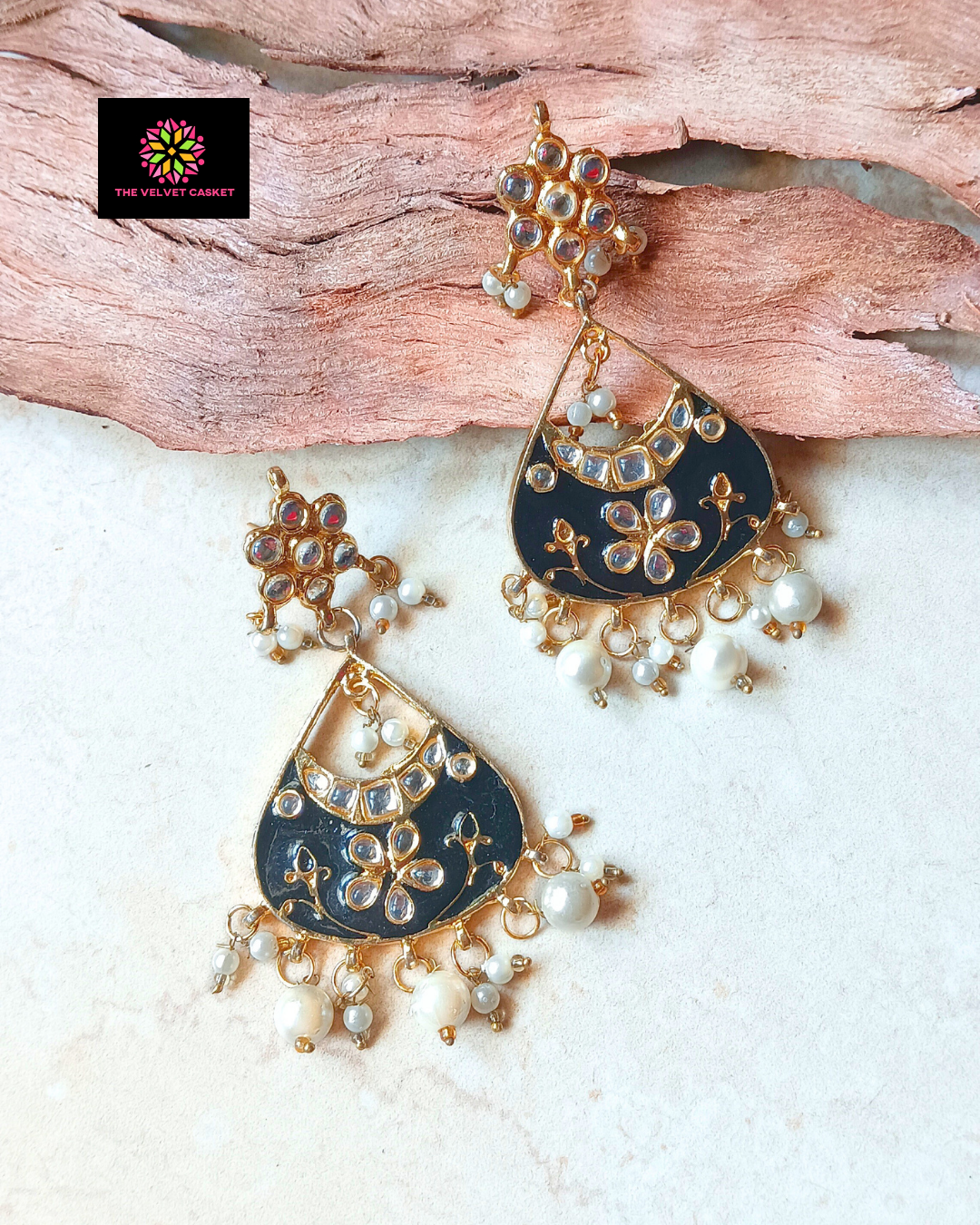 Kundan Meenakari Earrings Maangtika Set