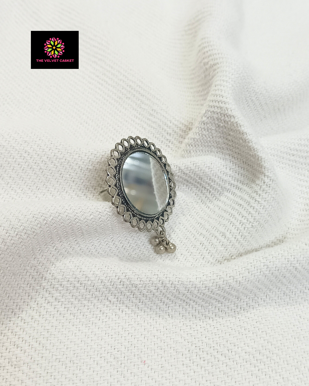 Mirror Ghungroo Adjustable Ring