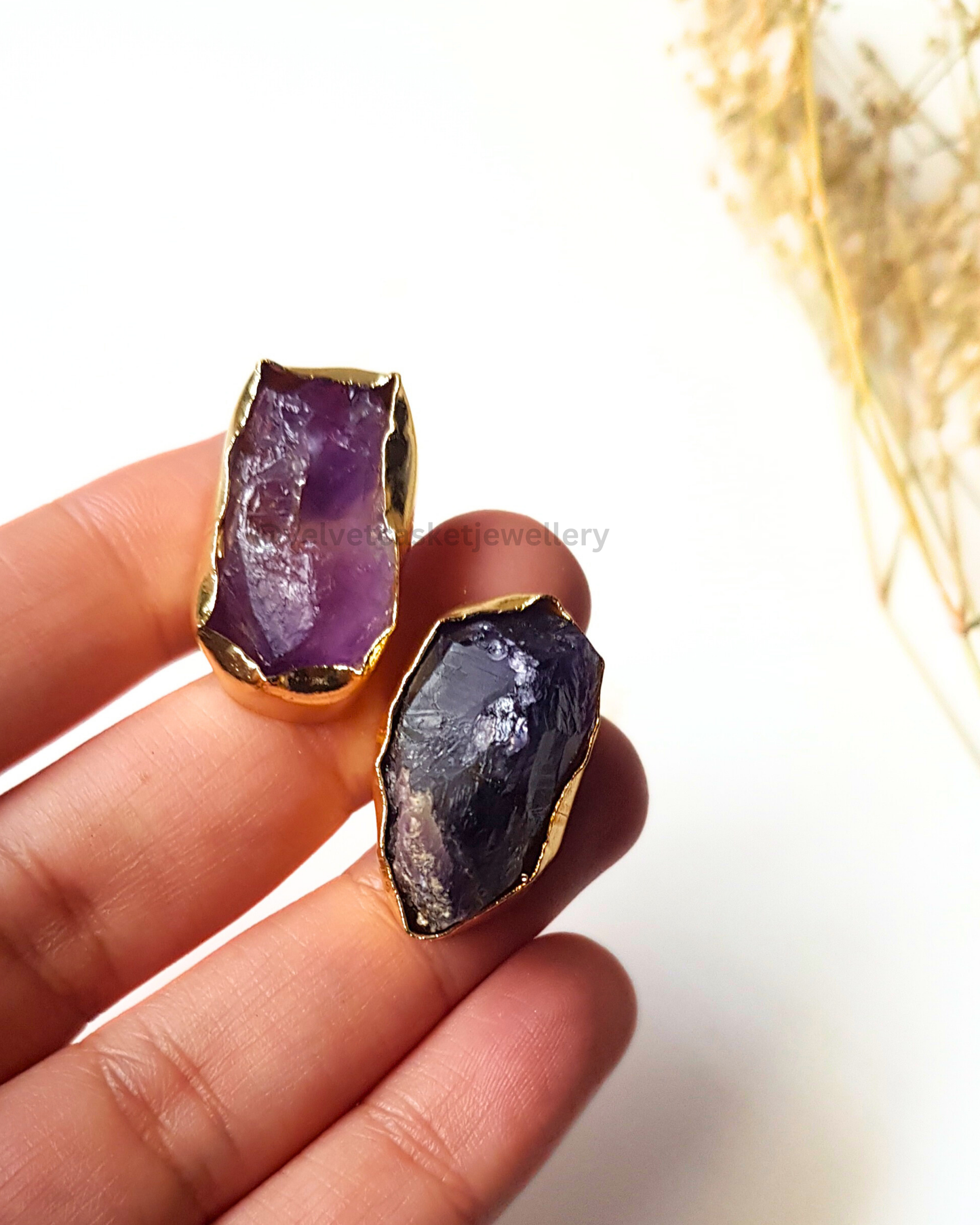 Kerani Raw Stone Brass Earrings