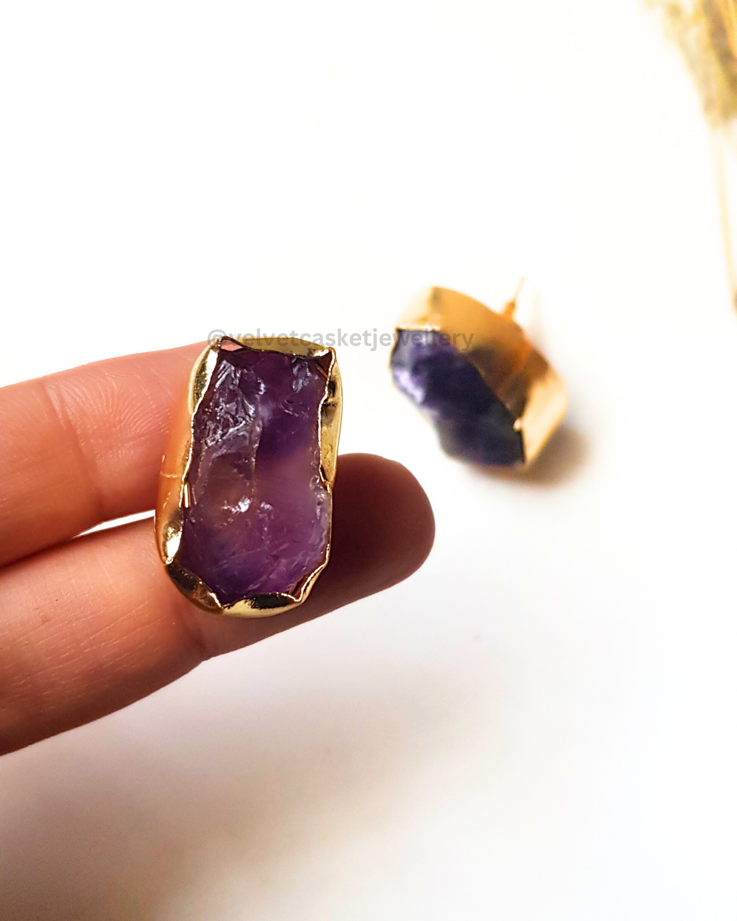 Kerani Raw Stone Brass Earrings