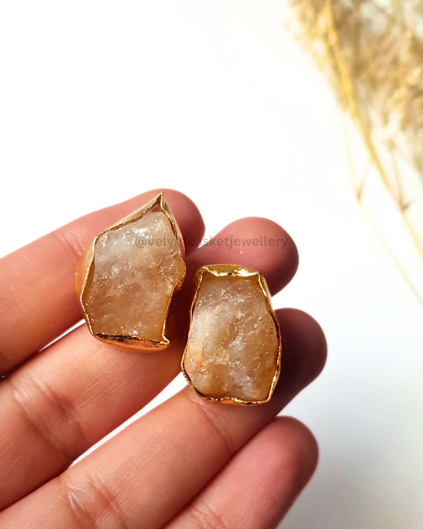 Kerani Raw Stone Brass Earrings