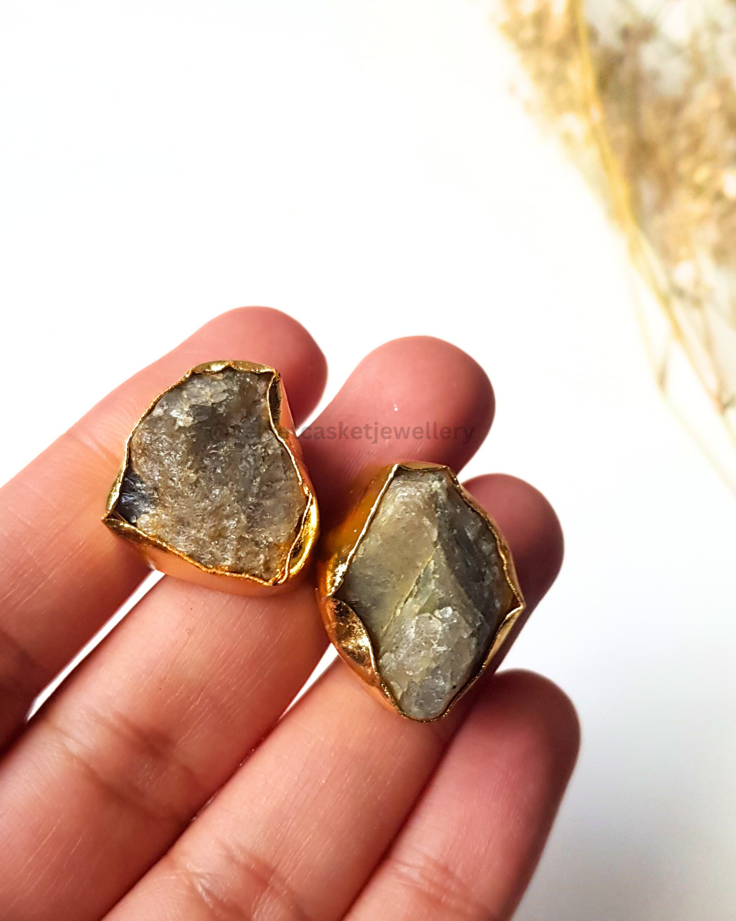 Kerani Raw Stone Brass Earrings