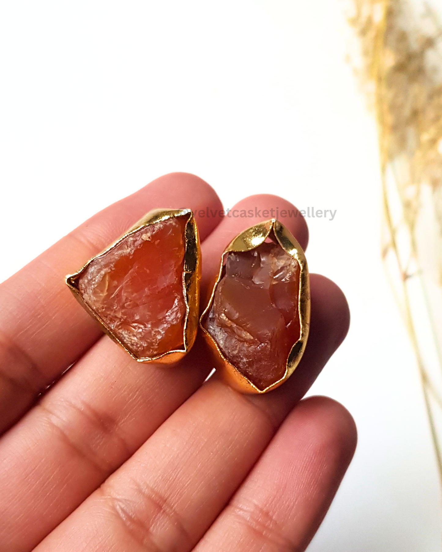 Kerani Raw Stone Brass Earrings