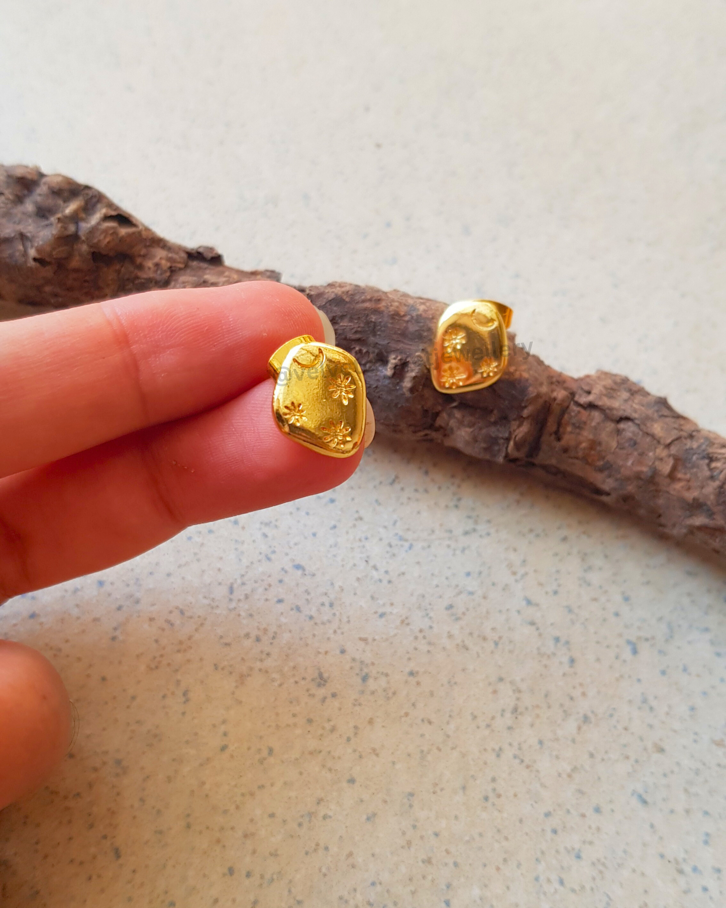 Haya Brass Studs Earrings