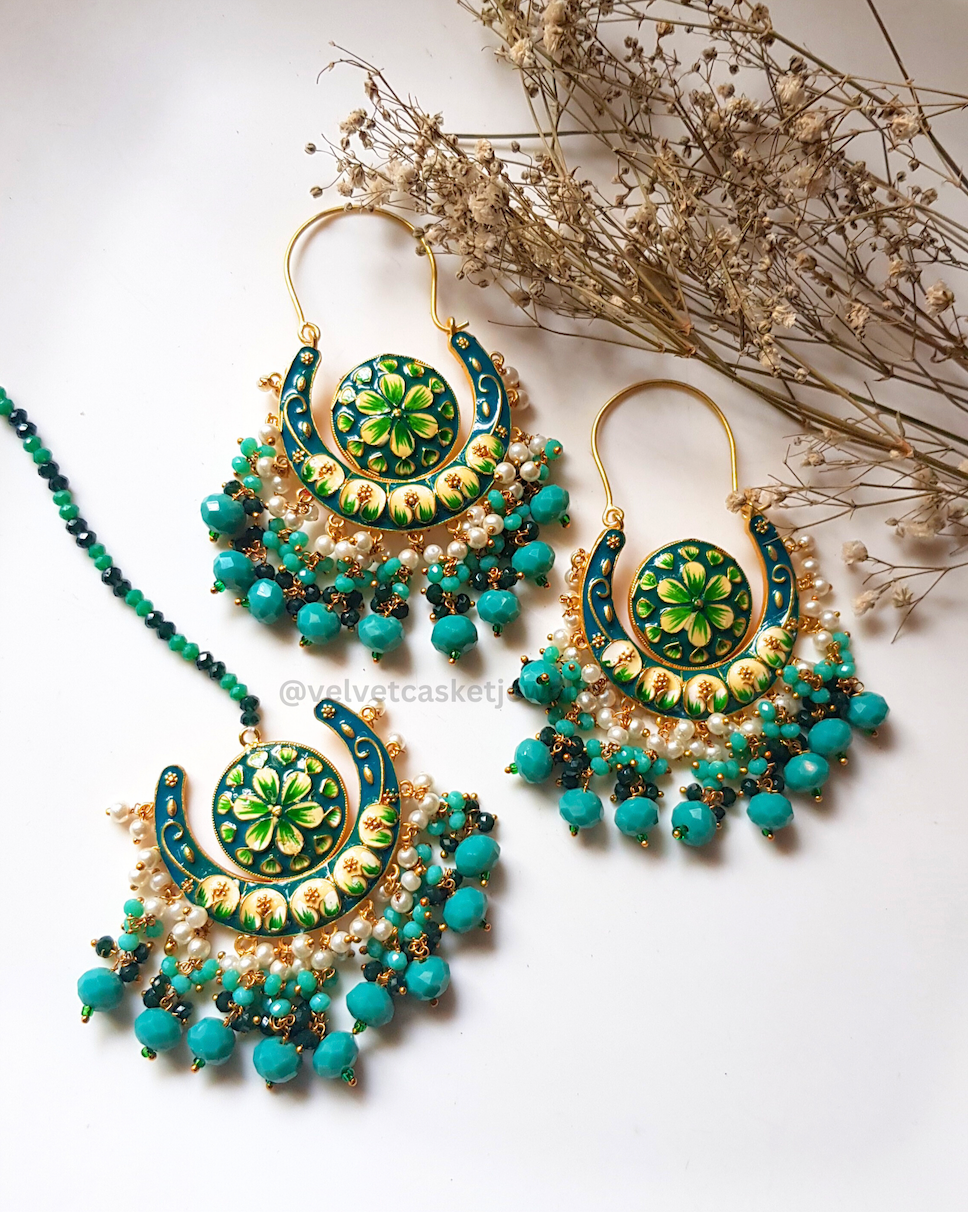 Kayra Handpainted Brass Earrings Set
