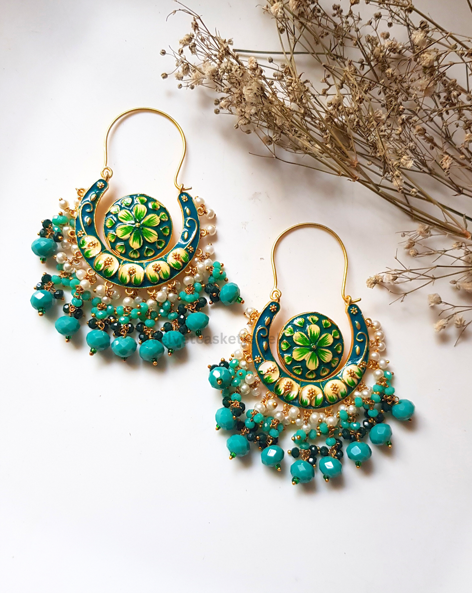 Kayra Handpainted Brass Earrings Set