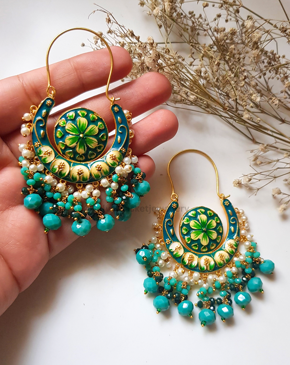 Kayra Handpainted Brass Earrings Set