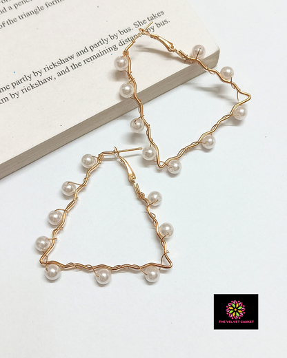 Triangle Pearl Wrapped Hoops