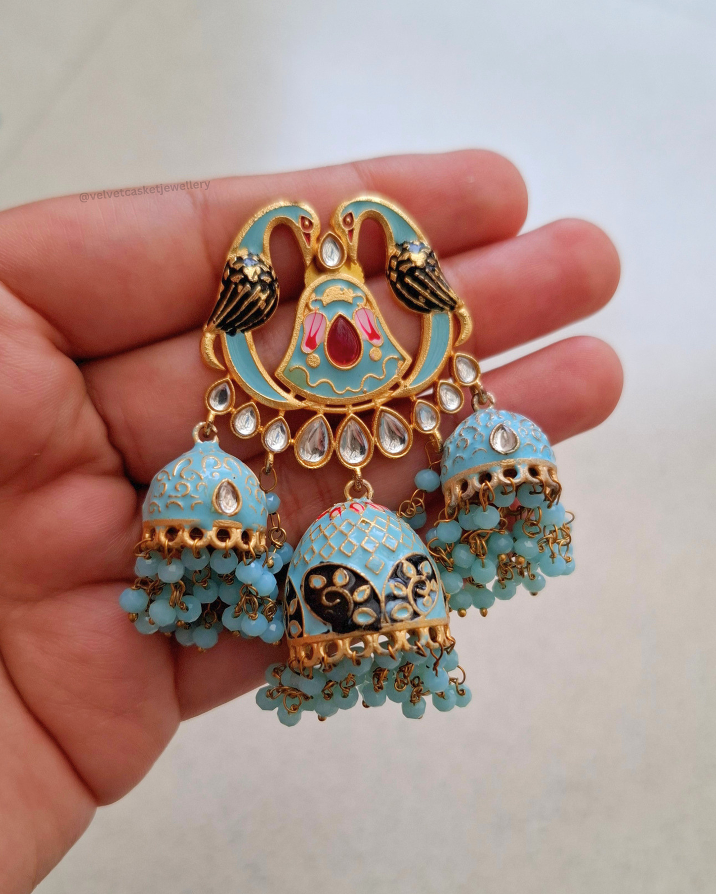 Mavka Meenakari Brass Earrings