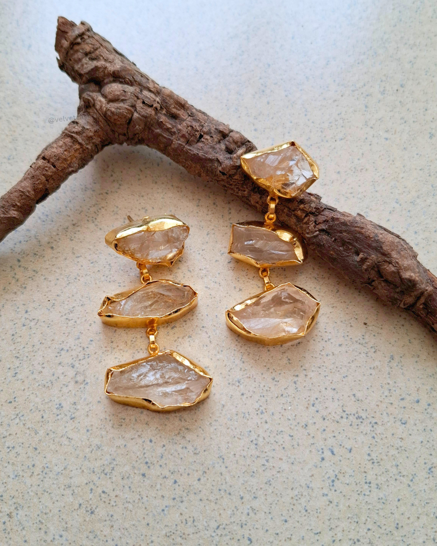 Idika Raw Stone Brass Earrings