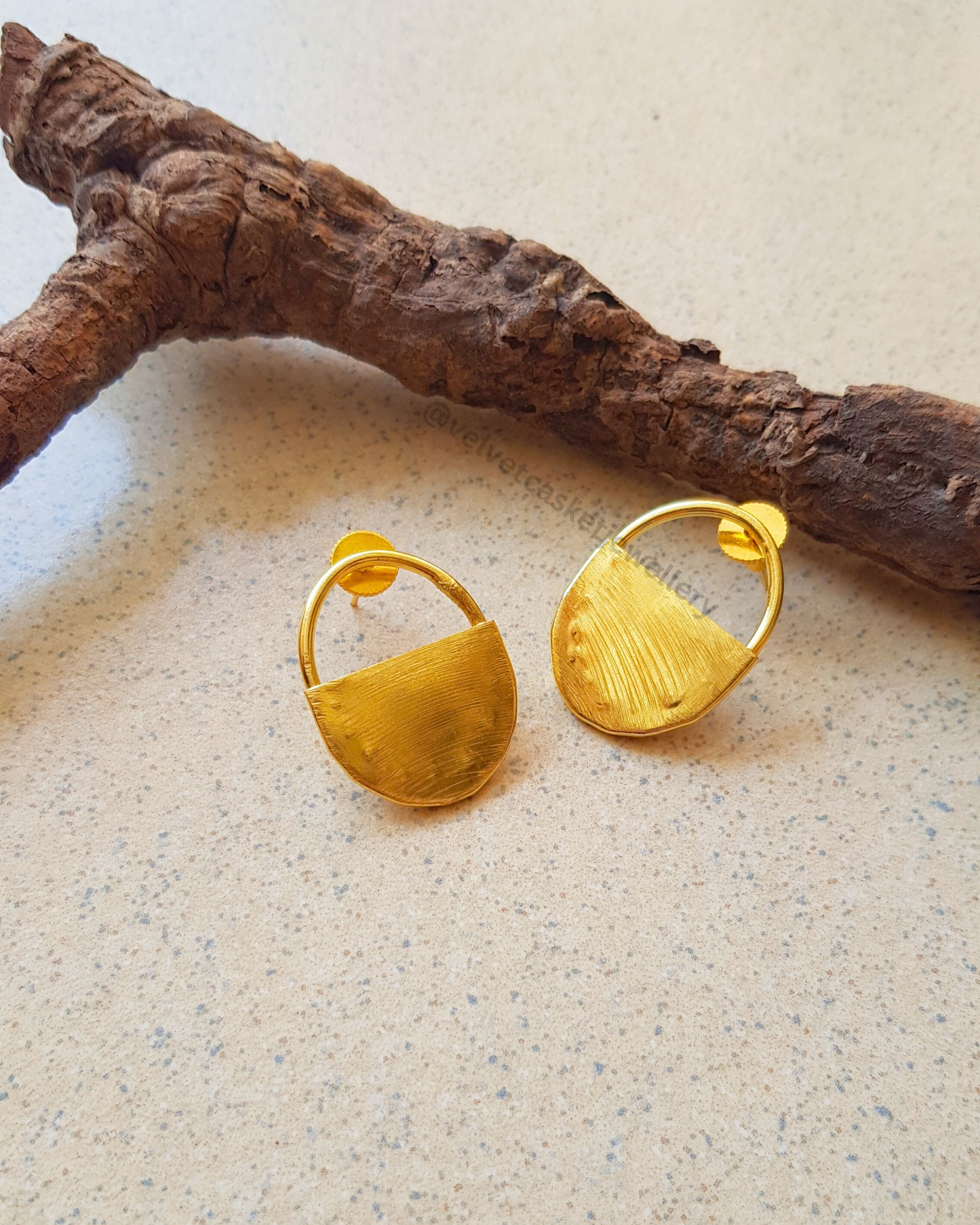 Ami Brass Stud Earrings