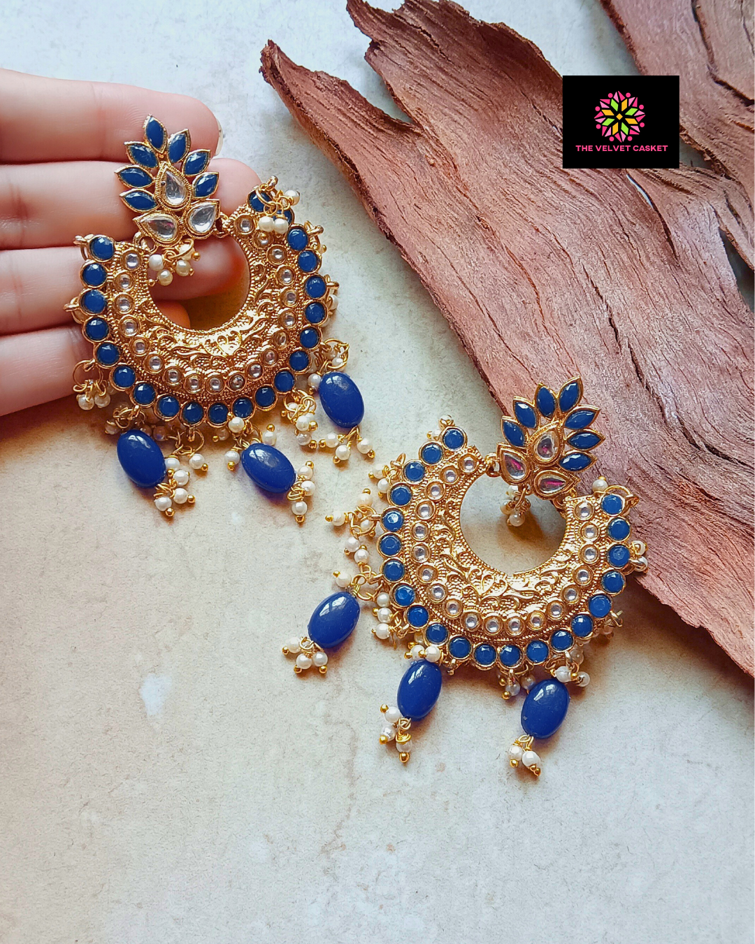 Feya : Deep Blue Ethnic Earrings