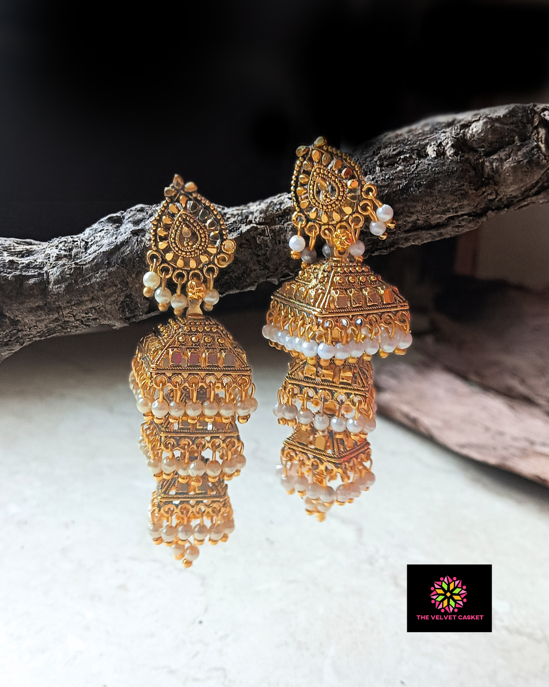 Zahria : Triple Layer Golden Jhumki