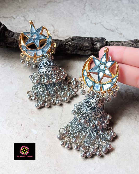 Naaz : Mirror Afghani Long Earrings