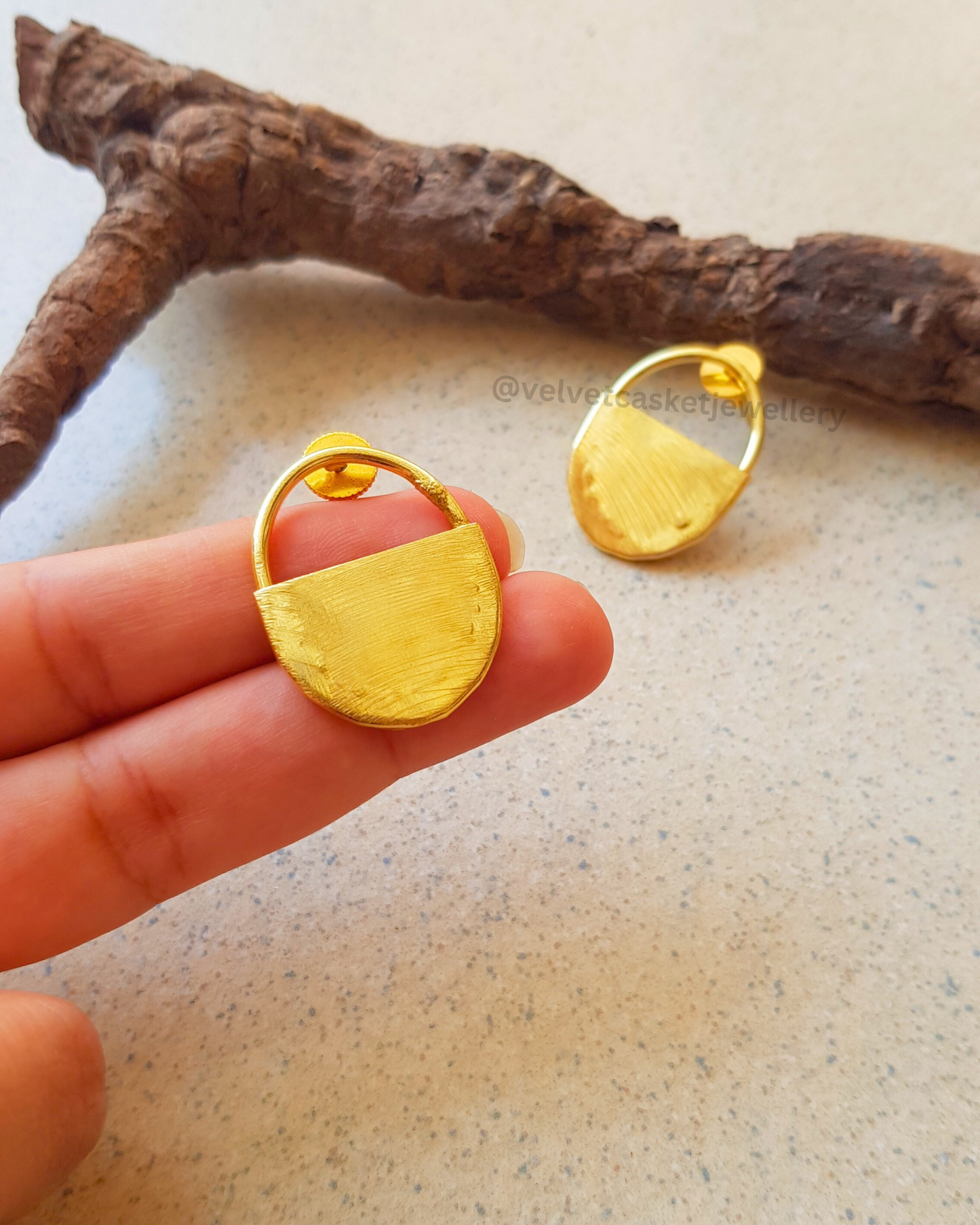 Ami Brass Stud Earrings