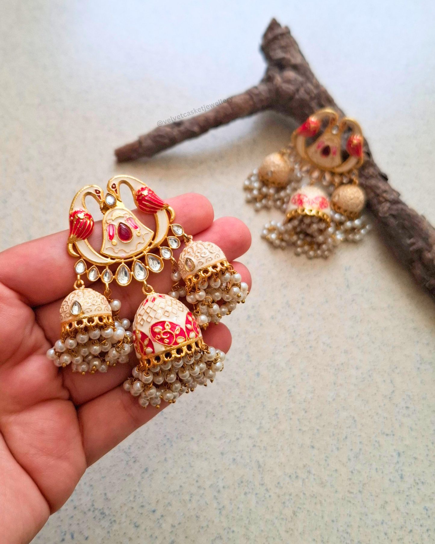 Mavka Meenakari Brass Earrings
