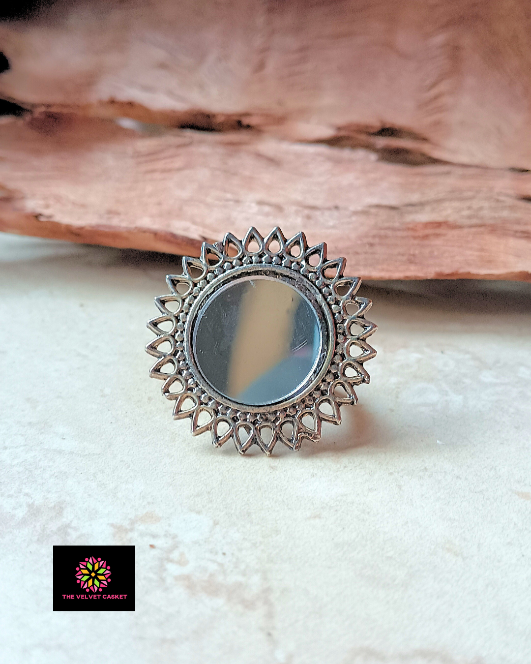 Mirror Carved Adjustable Ring