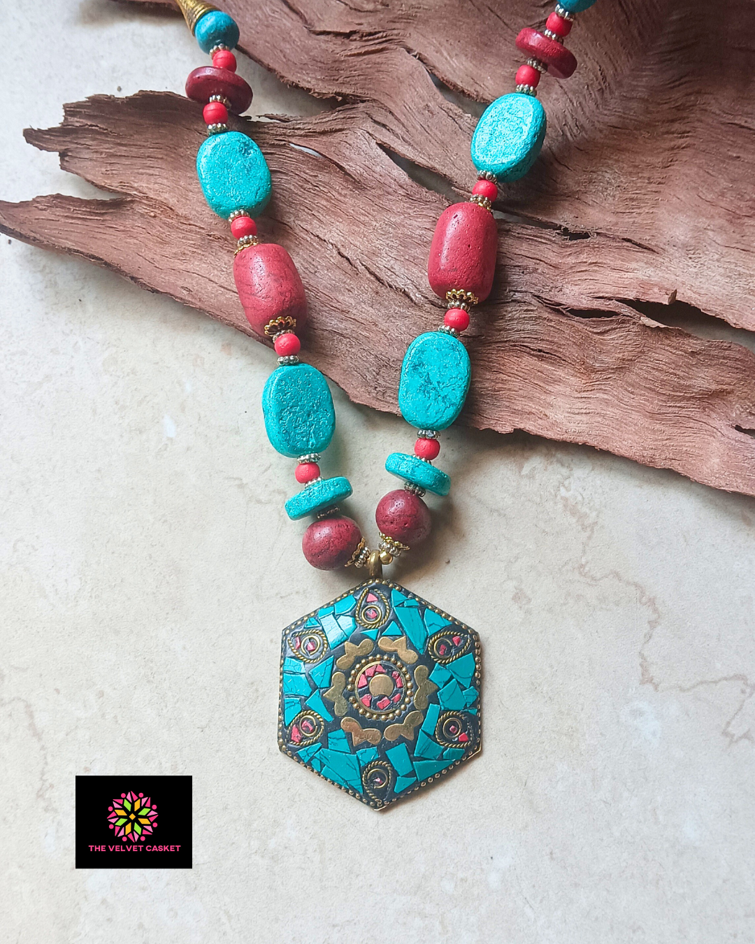 Turquoise Meenakari Mid-length Necklace