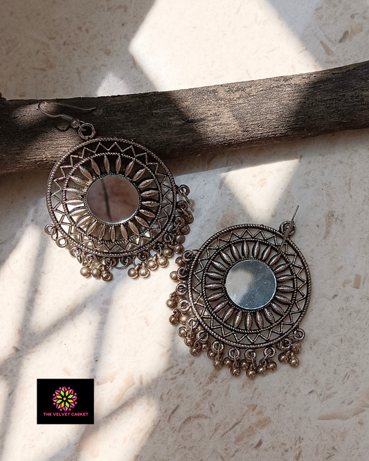 Mirror Oxidised Earring