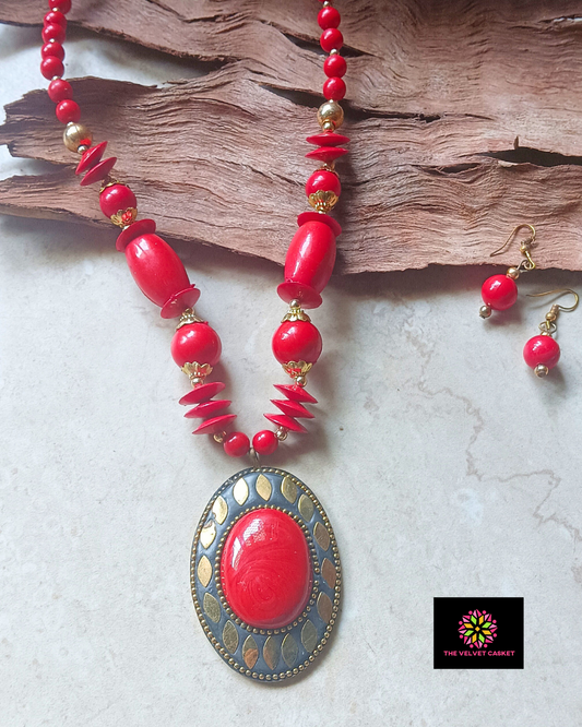 Red Mid-length Necklace