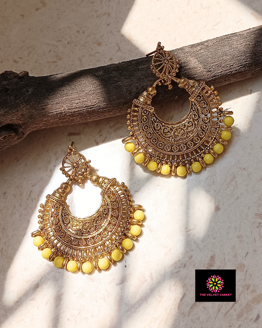 Carving Earring- Yellow