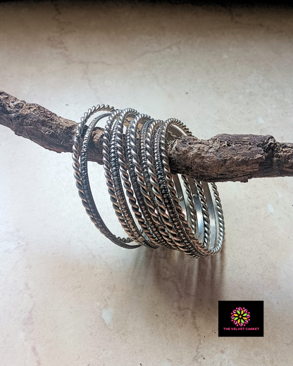 Oxidised Bangle Set