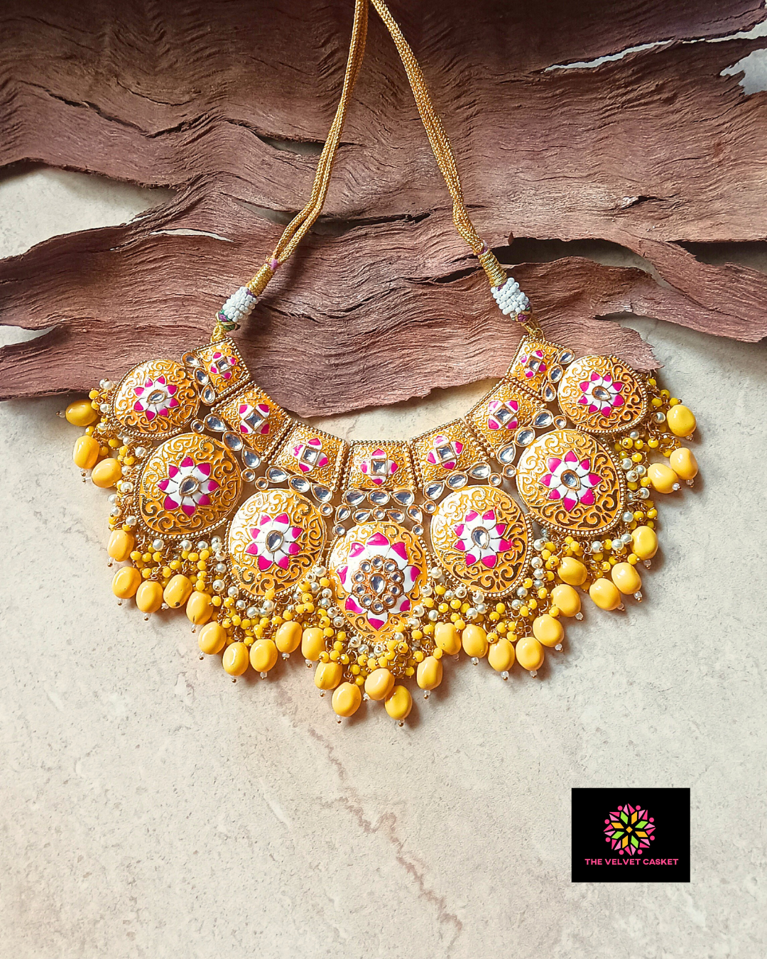 Inaayat Mustard Meenakari Necklace Set