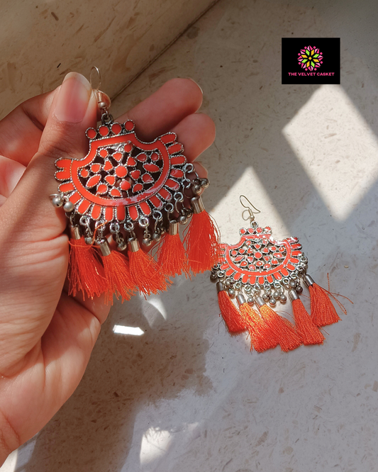 Enamel - Thread Earring - Orange