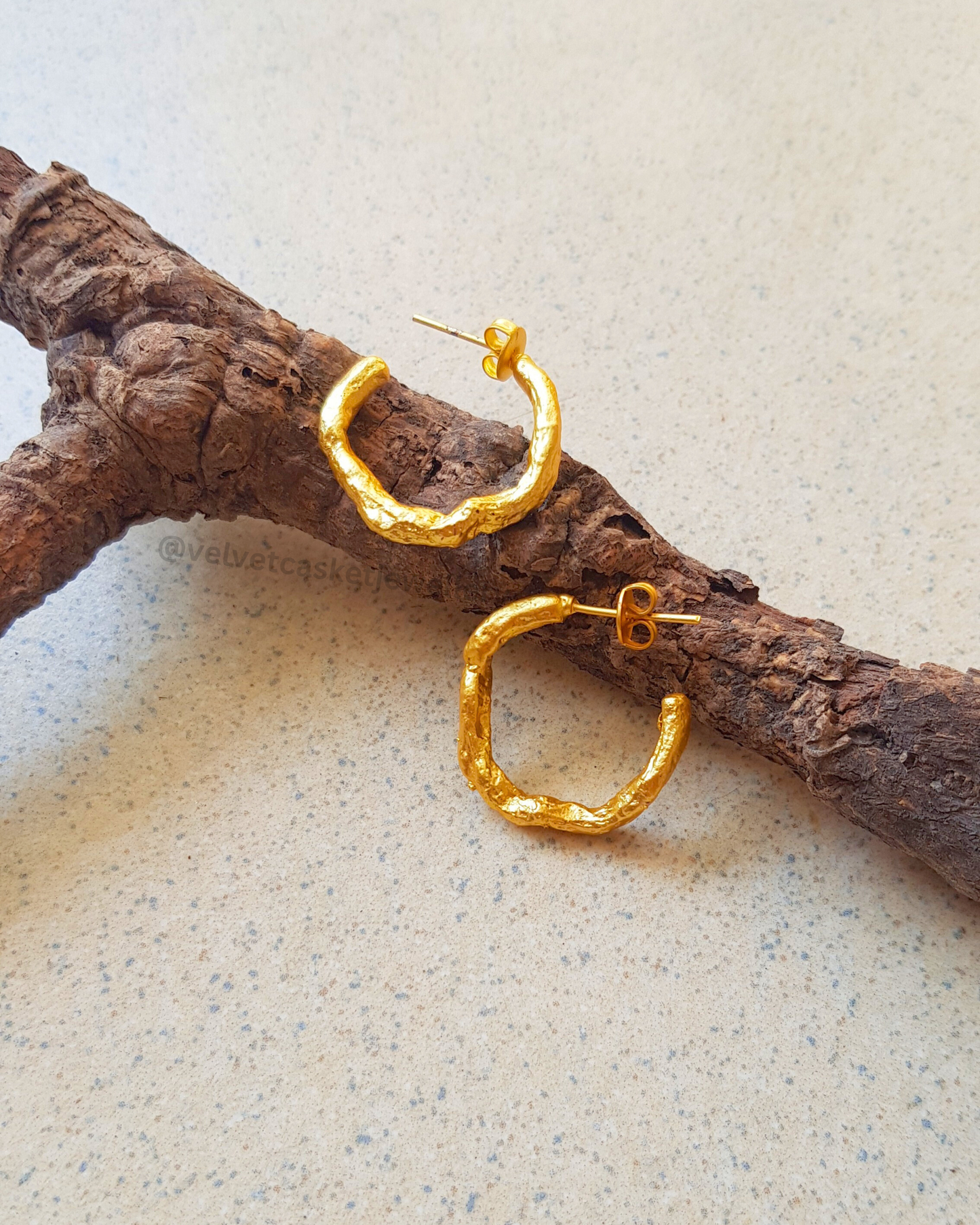 Nisa Beated Brass Hoops