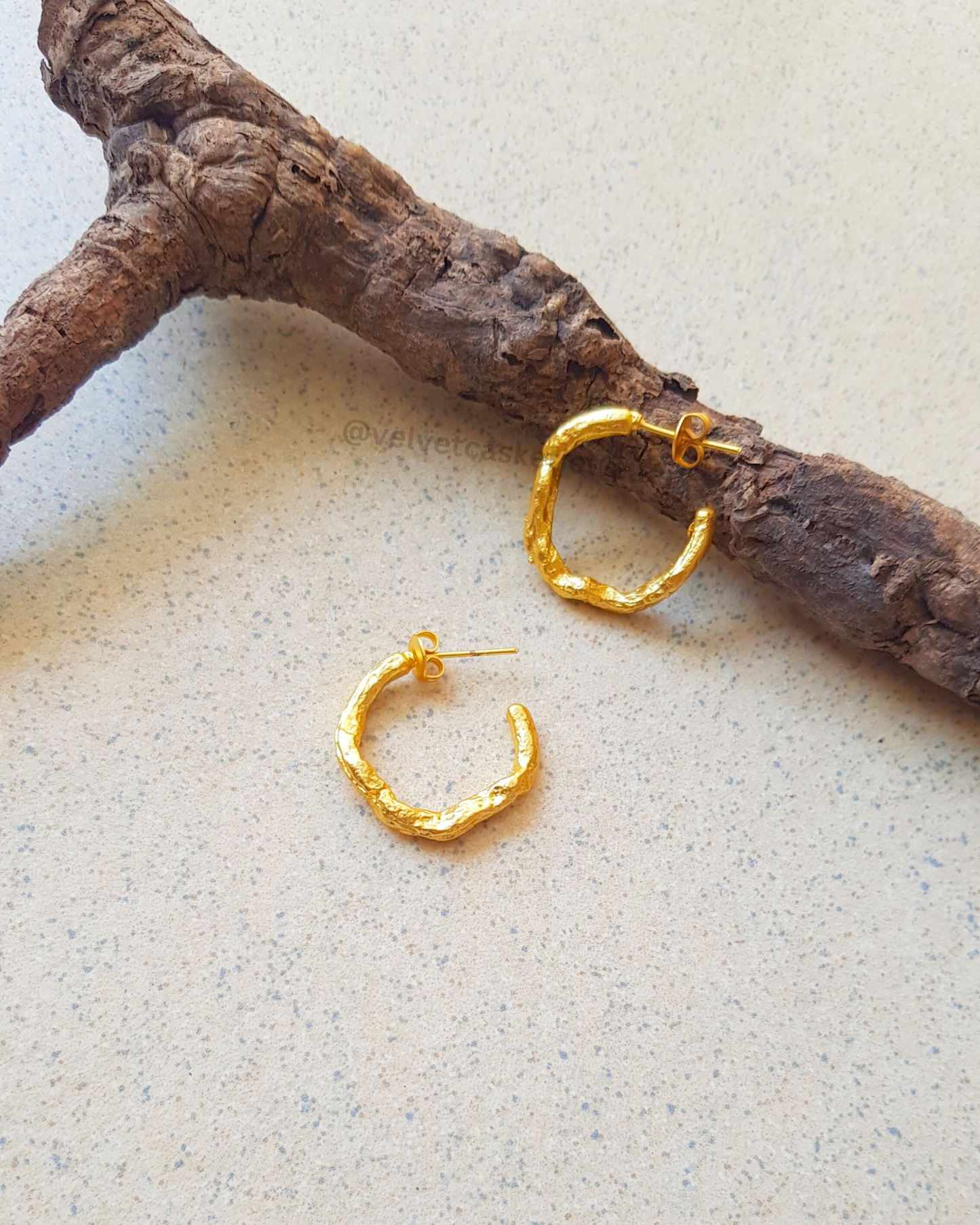 Nisa Beated Brass Hoops