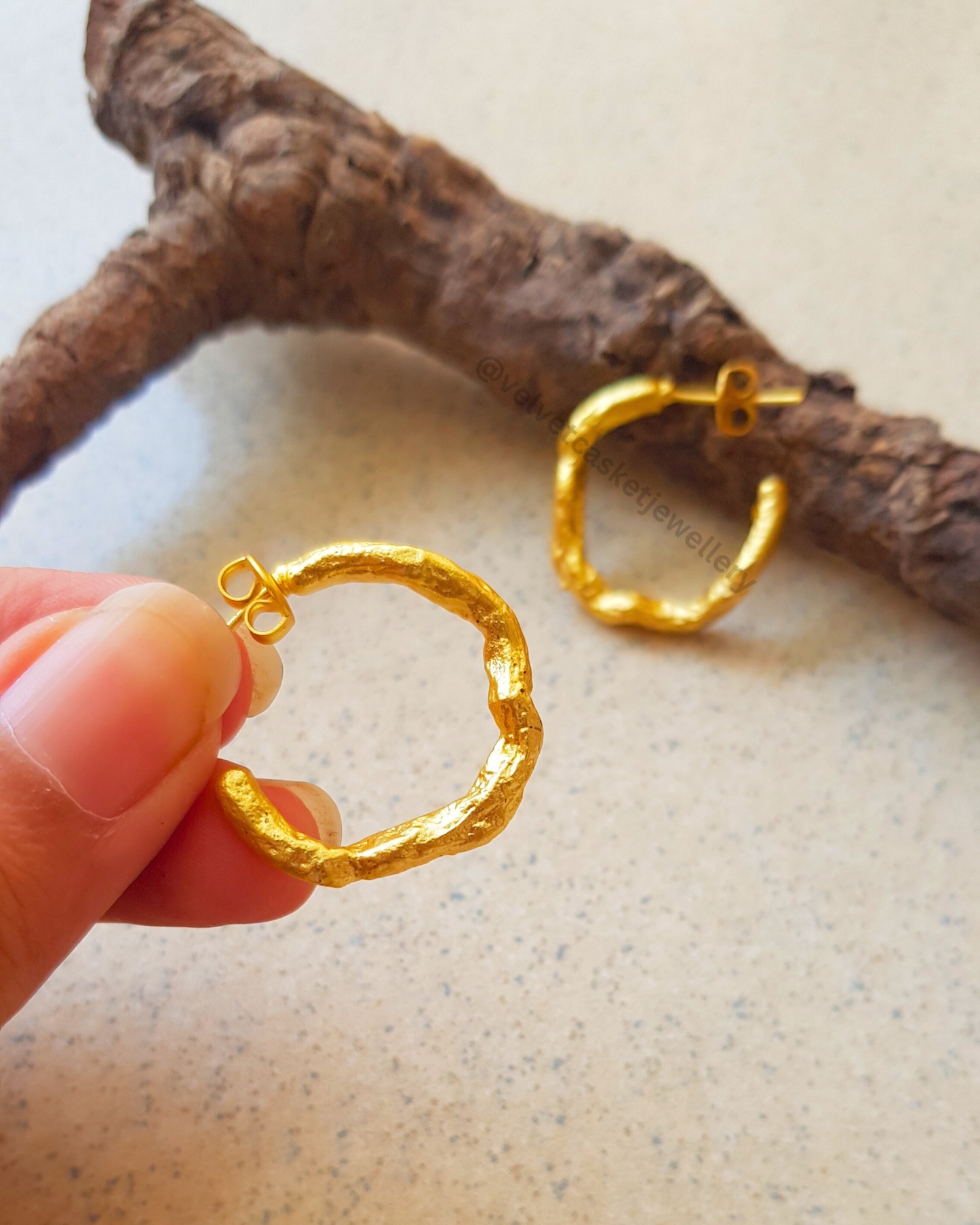 Nisa Beated Brass Hoops