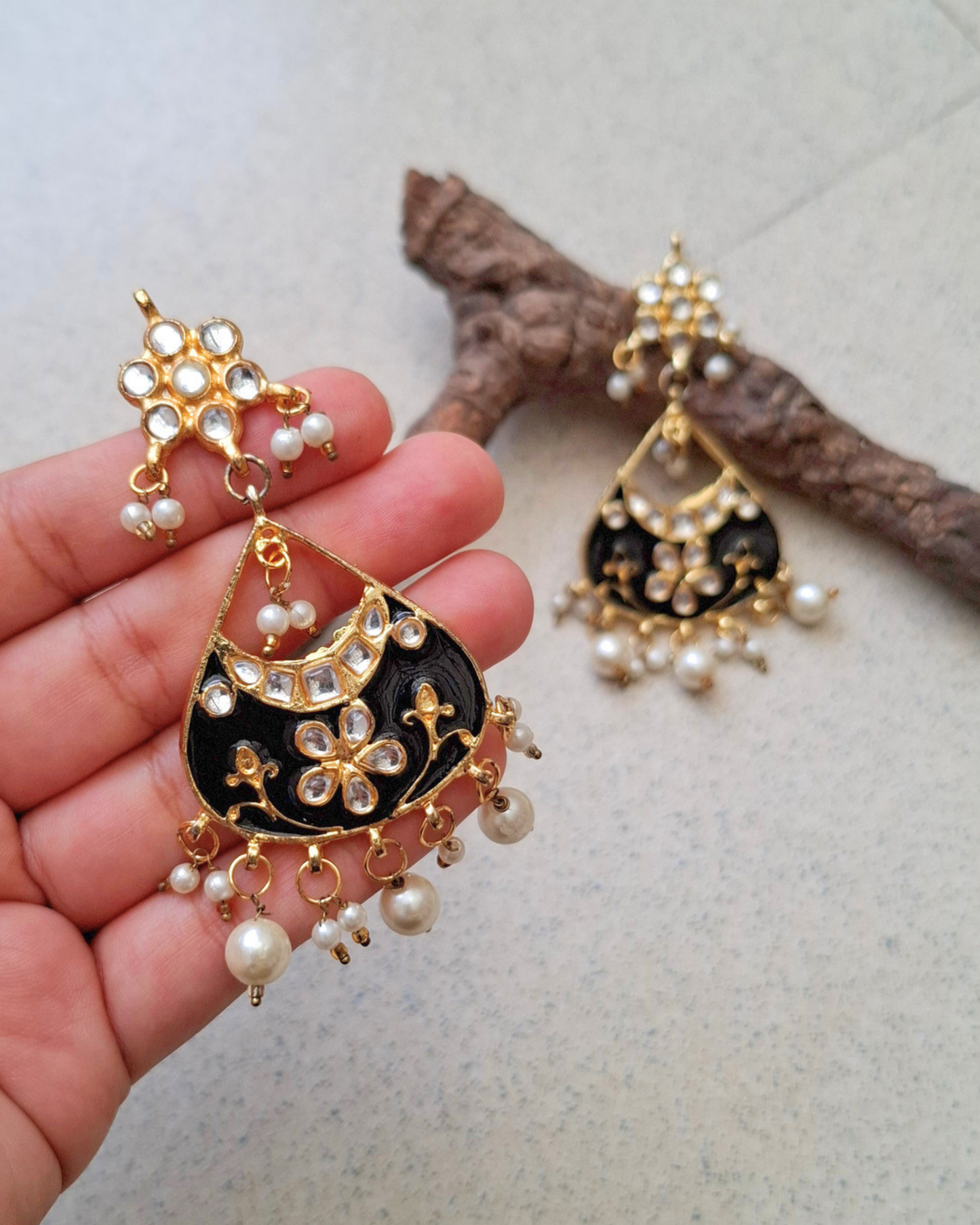 Kundan Meenakari Earrings Maangtika Set