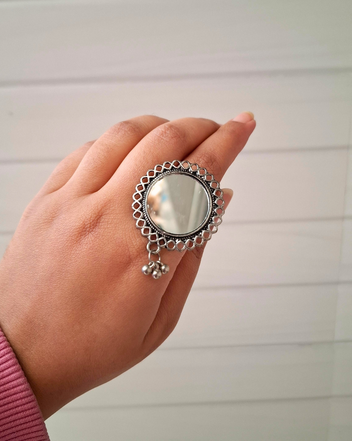 Mirror Ghungroo Adjustable Ring