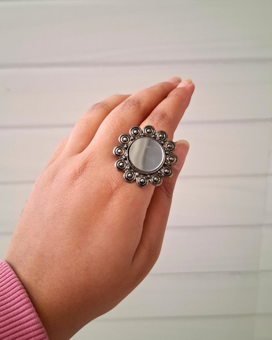 Mandala Mirror Adjustable Ring