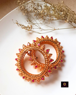 Ahvi : Copper Dual Tone Beaded Kadas (2.6)