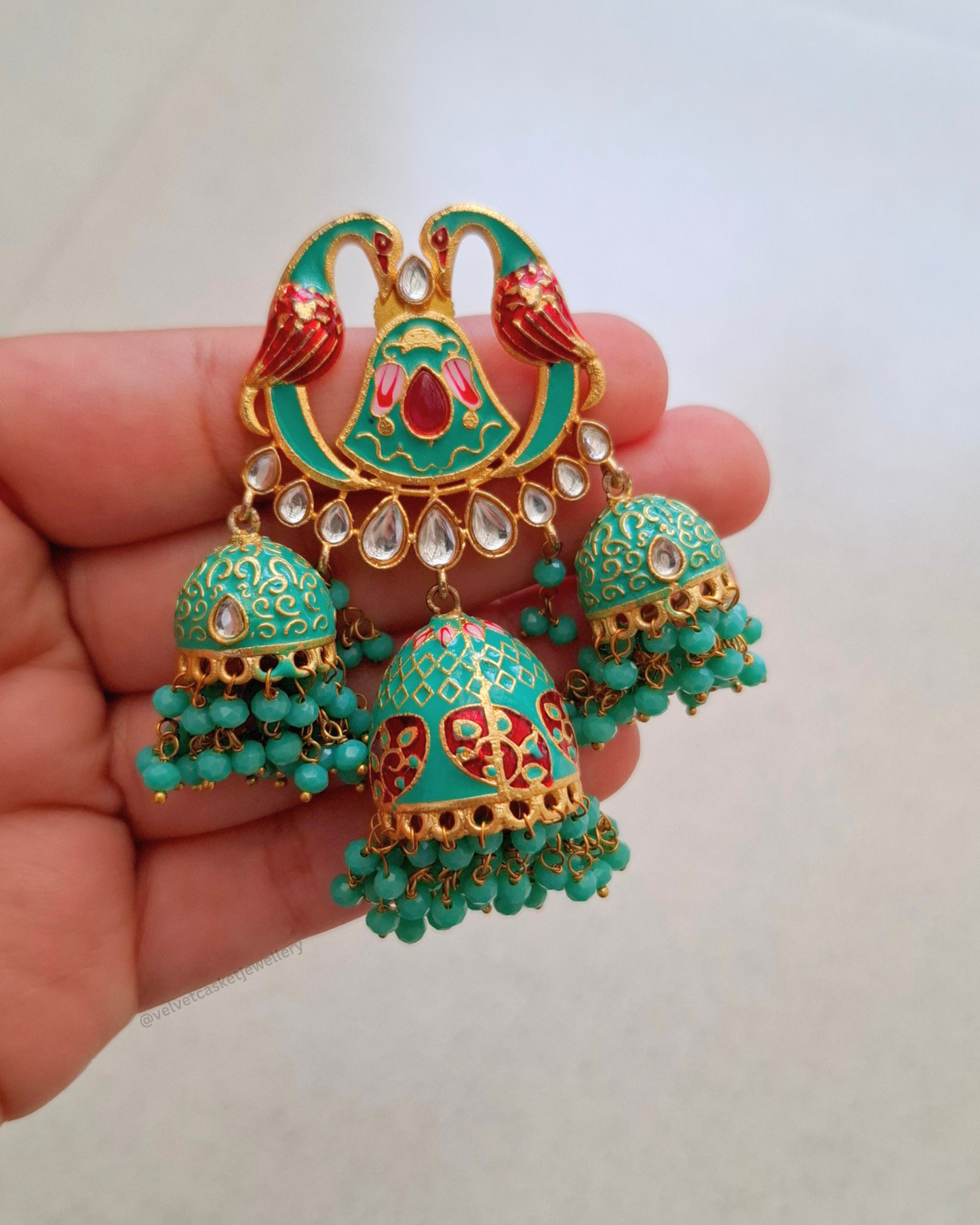 Mavka Meenakari Brass Earrings