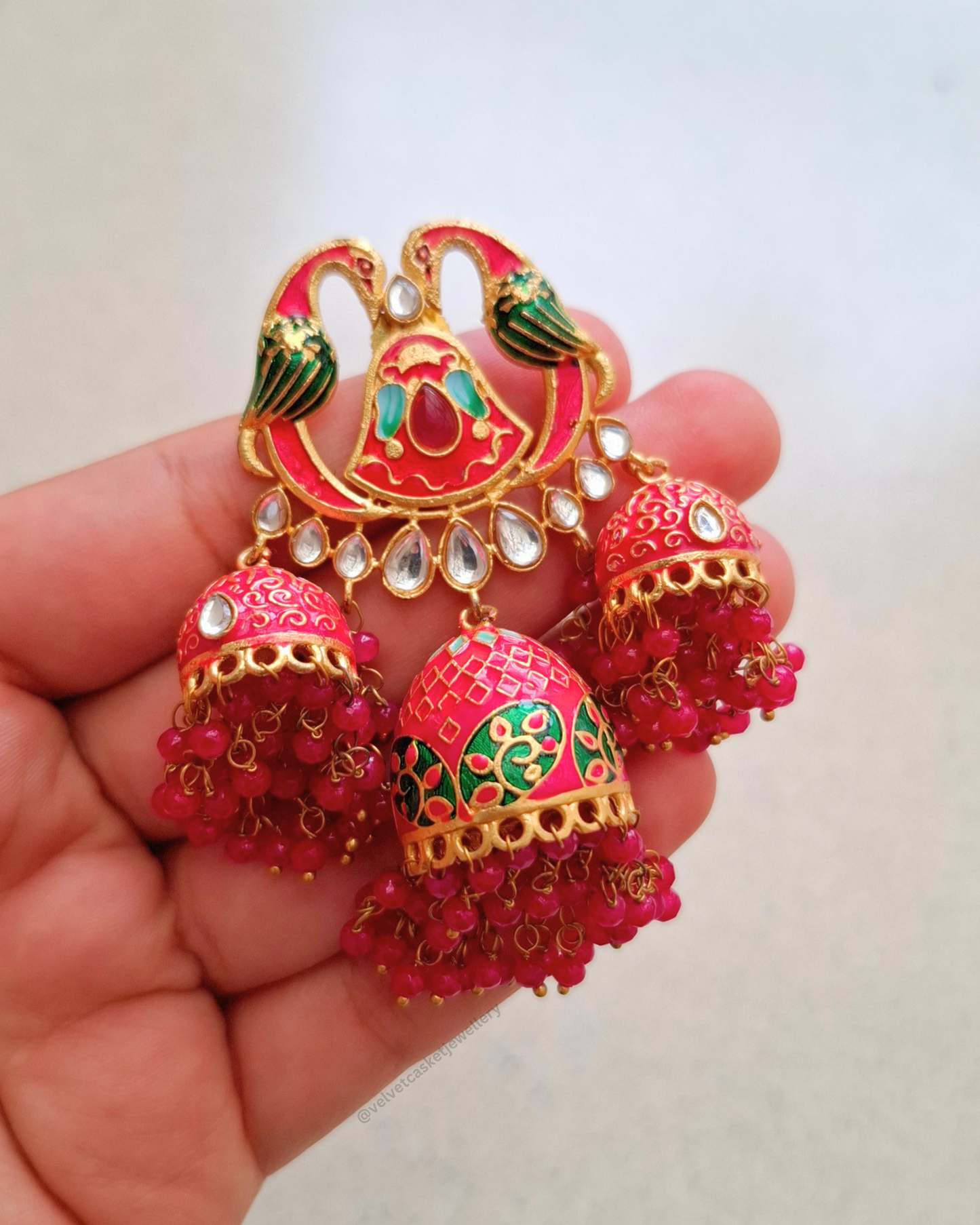 Mavka Meenakari Brass Earrings