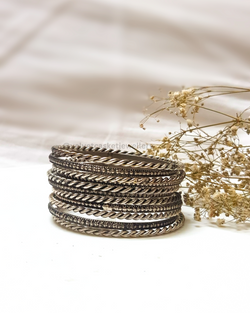 Oxidised Bangle Set