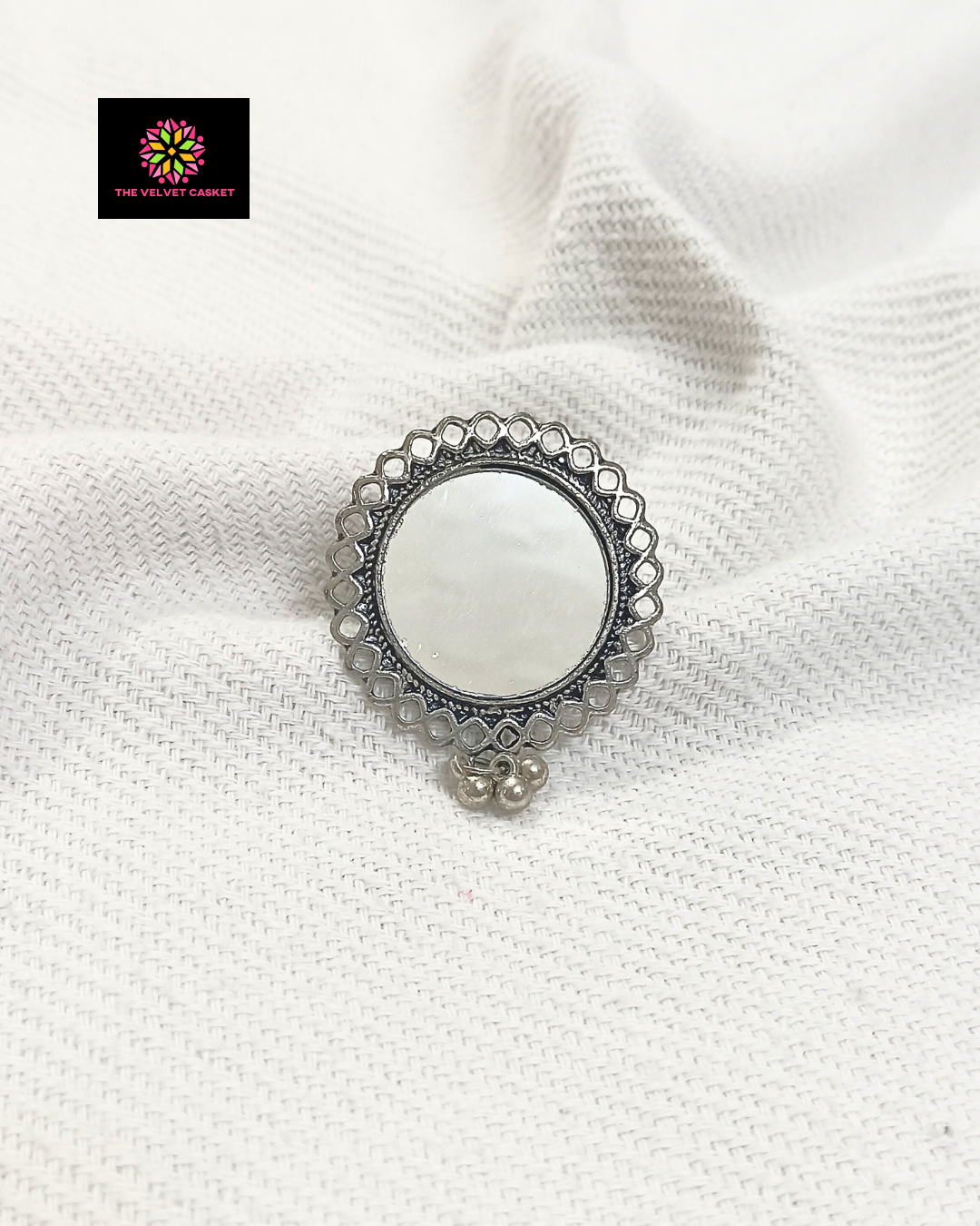 Mirror Ghungroo Adjustable Ring