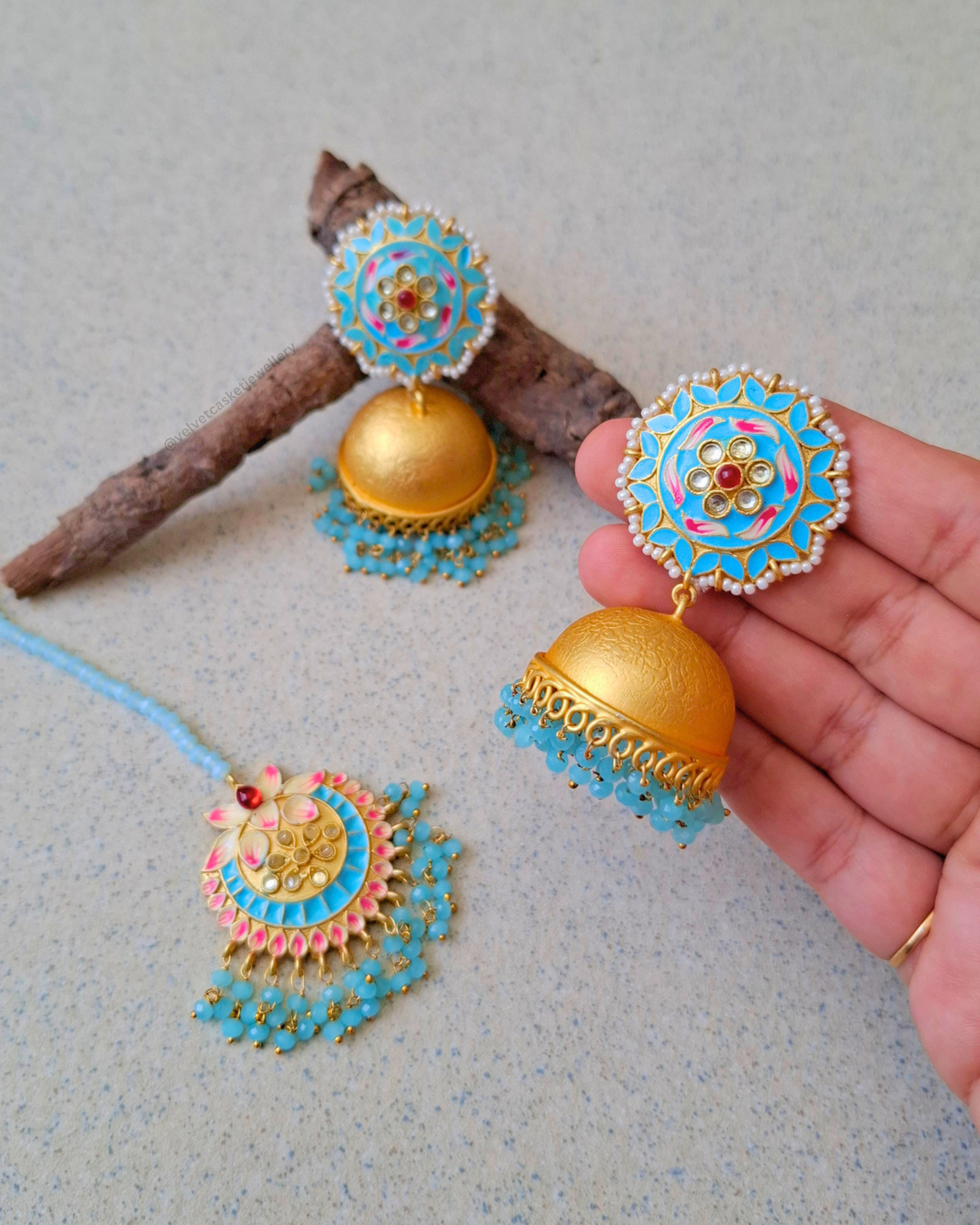 Veda Brass Meenakari Jhumki