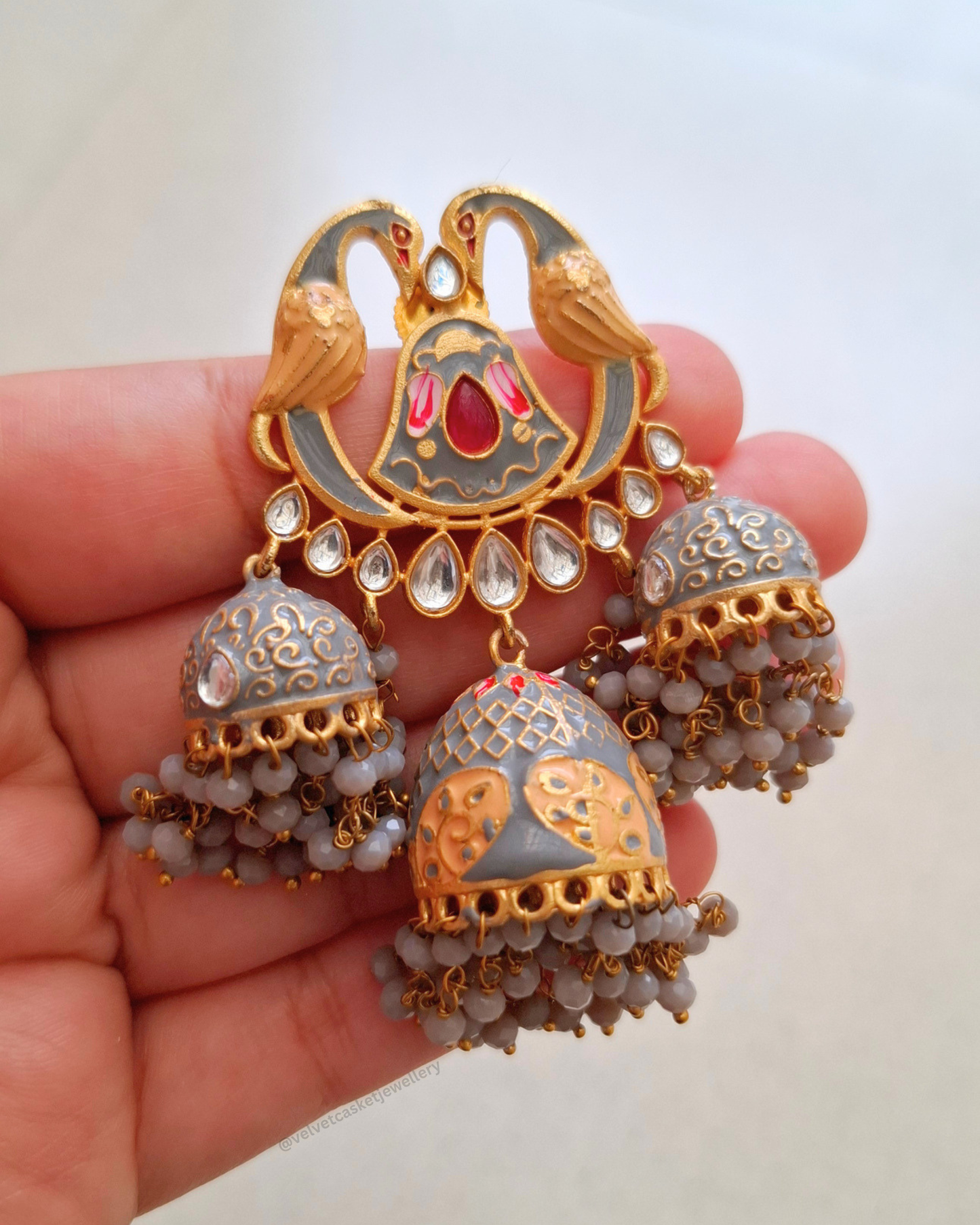 Mavka Meenakari Brass Earrings