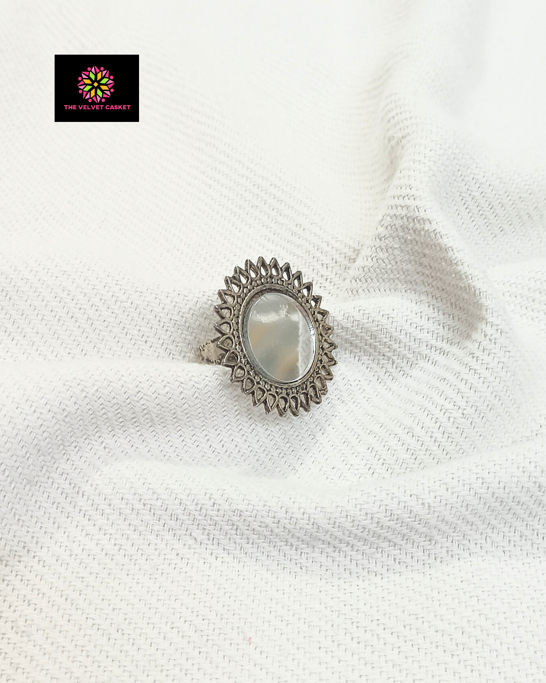 Mirror Carved Adjustable Ring