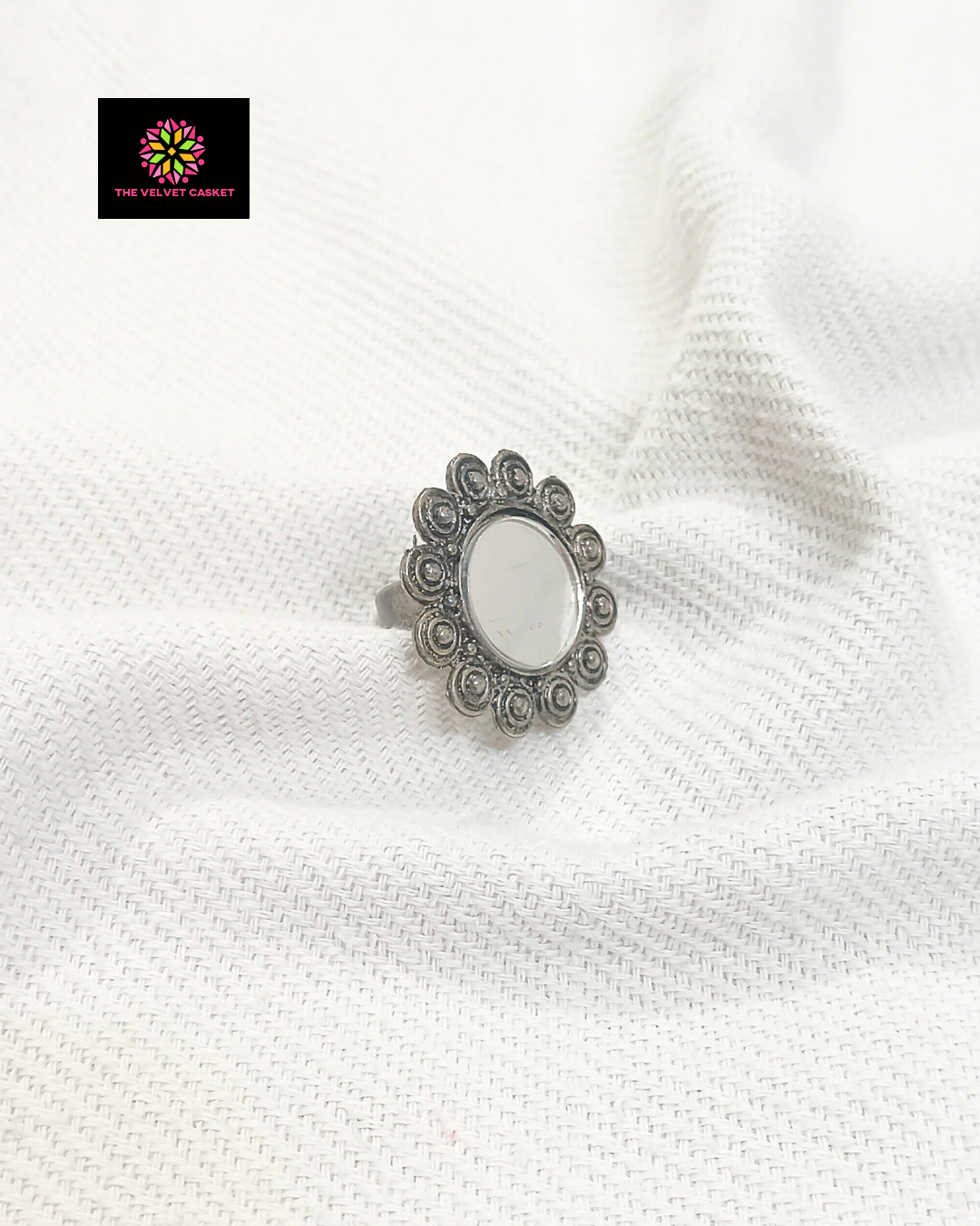 Mandala Mirror Adjustable Ring