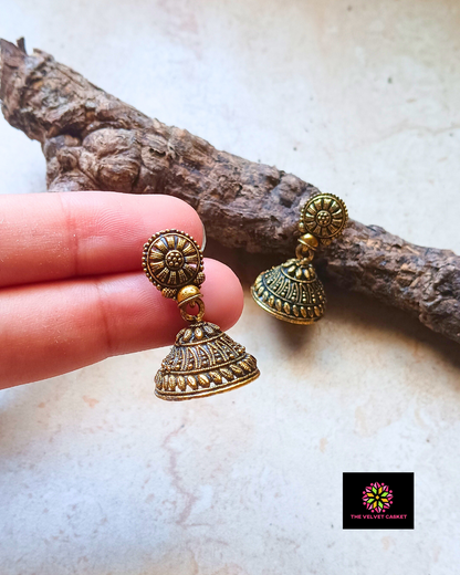 Golden Oxidised Small Jhumki