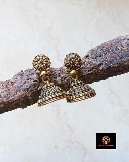 Golden Oxidised Small Jhumki