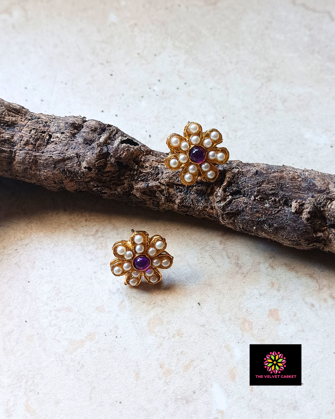 Flower Small Studs - Purple